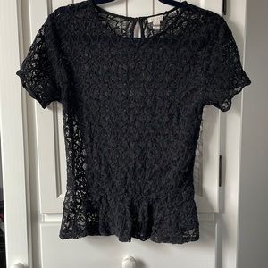 Hinge Black Cut Lace Womens Peplum